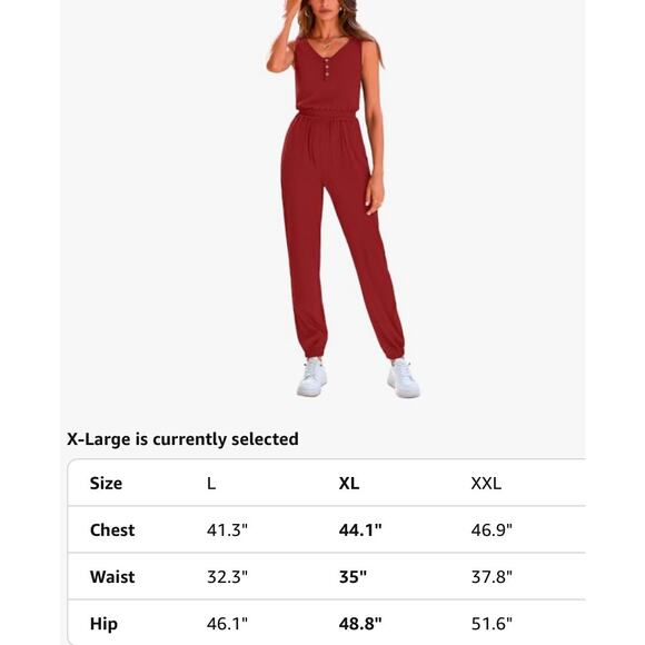Ribbed knit jumpsuit jogger, romper, red size XL 16/18 NEW - Picture 16 of 16